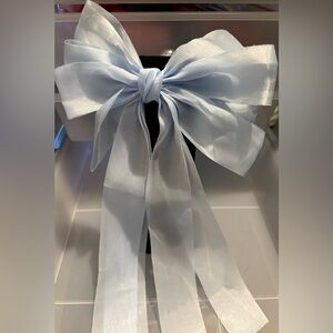 Light Blue Ribbon Bow Barrette